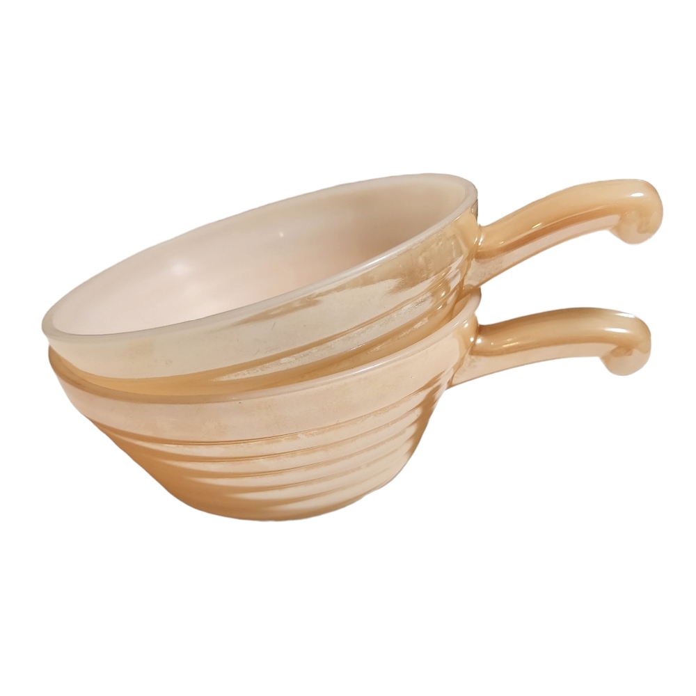 Fire King Vintage Peach Luster Beehive Soup Bowl Pre Owned Condition Set of 2